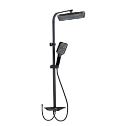 EU Standard Bathroom B21405 Square Overhead Shower + Square Handheld Set Stainless Steel 201 Pipe Fittings,3 Section