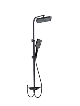 EU Standard Bathroom B21405 Square Overhead Shower + Square Handheld Set Stainless Steel 201 Pipe Fittings,3 Section