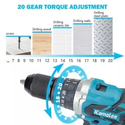 Kamolee 13MM Brushless Electric Impact Drill Set, including Accessories, Cordless Screwdriver, Lithium Battery Hand Drill