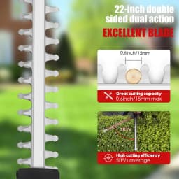 21V Cordless HDGE machine 22-inch electric machine hedge with mah battery and charger with double action blade 3/5 "baking