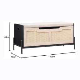 Farmhouse Entryway Bench with Storage, Home Ottoman with Padded Seat Cushion, End of Bed Bench for Bedroom Entryway