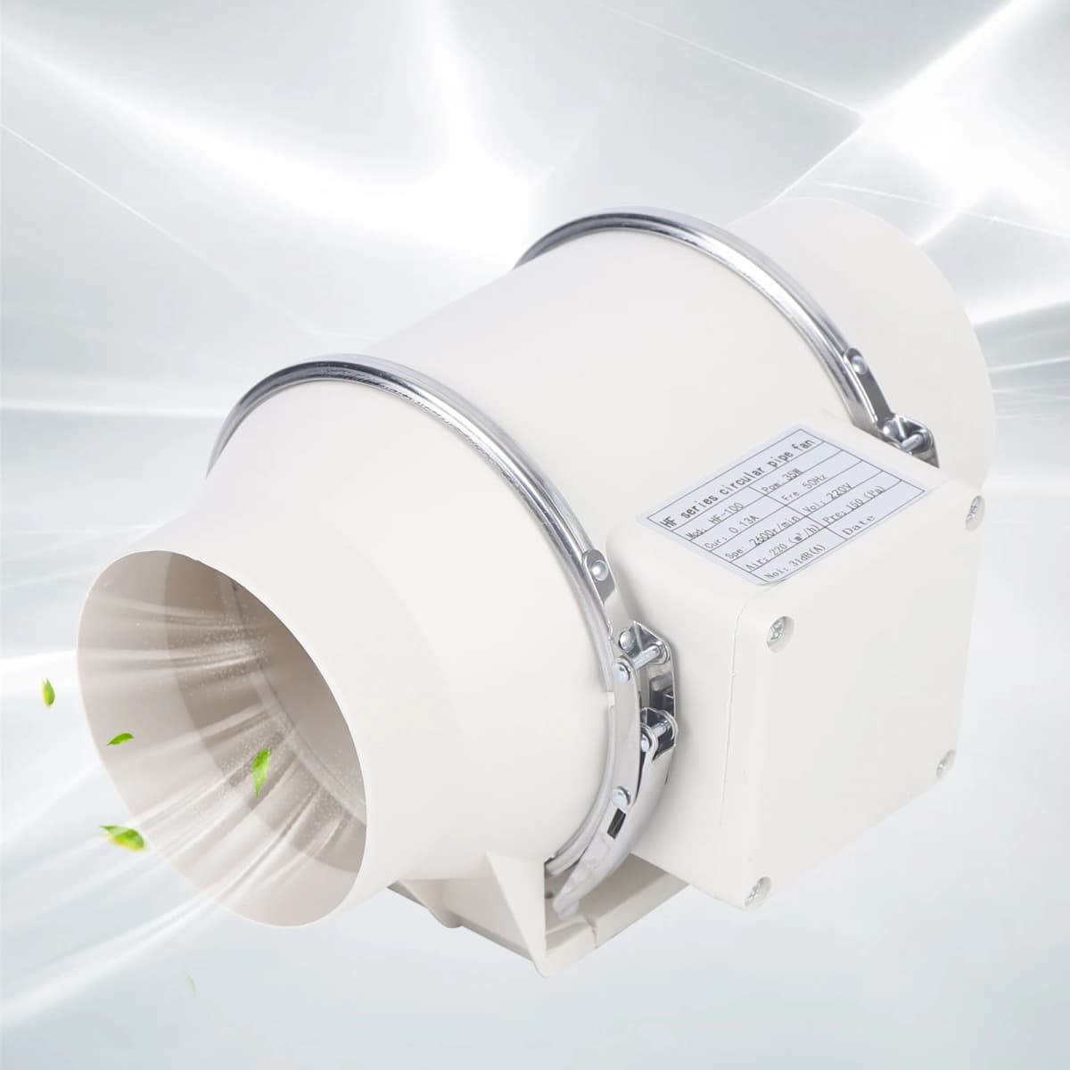 Duct Extractor Fan W/ Powerful Exhaust System 220 m³/h, Ball Bearing Duct Fan for Heating, Cooling and Widely Use