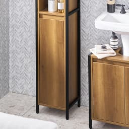 SoBuy BZR62-PF bathroom High-wardrobe bathroom shelf bathroom wardrobe bathroom furniture with 3 open compartments and 1 door vintage BHT CA: 30X168X28cm