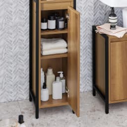 SoBuy BZR62-PF bathroom High-wardrobe bathroom shelf bathroom wardrobe bathroom furniture with 3 open compartments and 1 door vintage BHT CA: 30X168X28cm