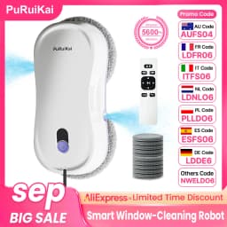 Smart Window Cleaning Robot with Dual Water Spray, Auto Robot Window Cleaner Edge Detection Remote Robotic Windows Washer