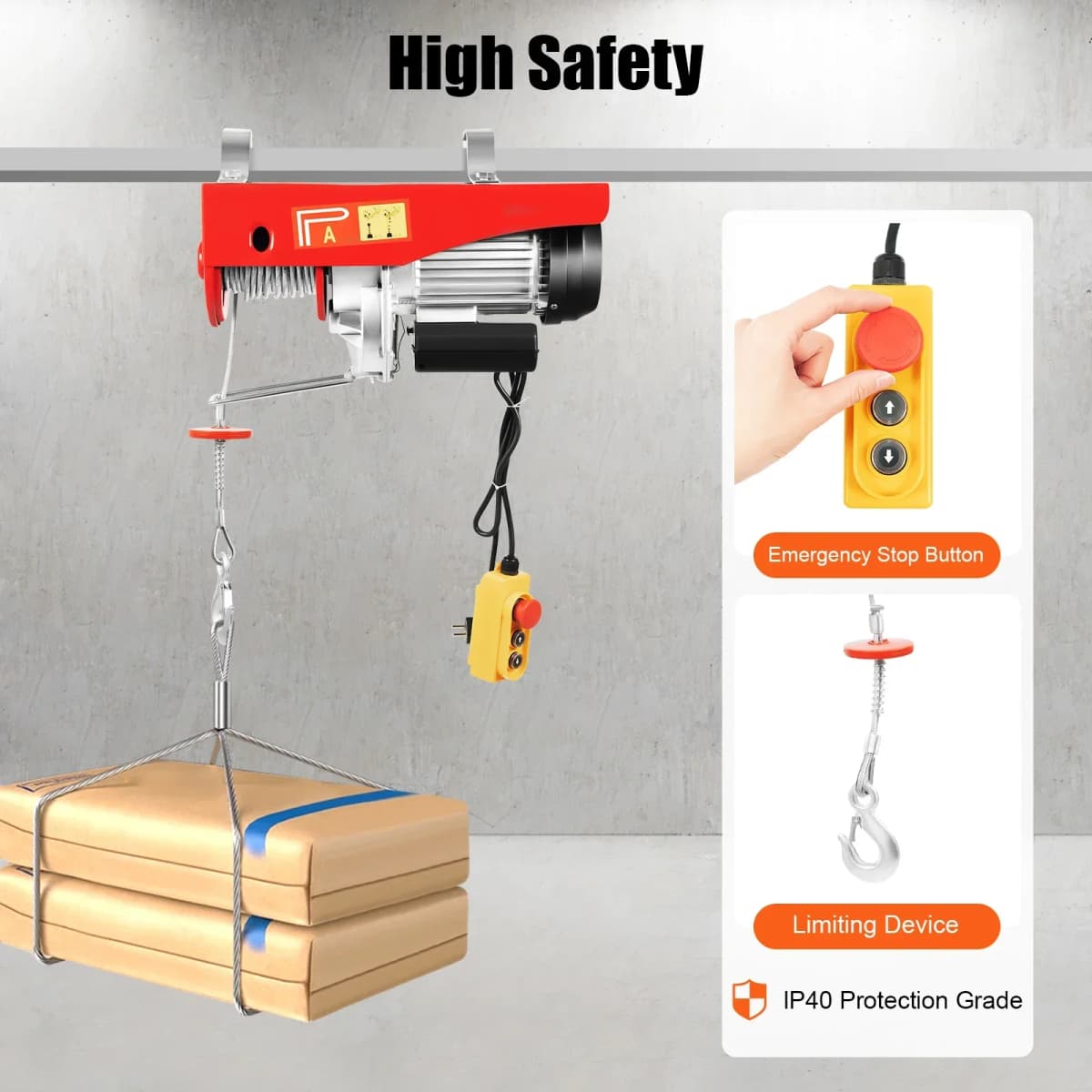 Lift Electric Hoist Single or Double Rope Operation Modes Electric Hoist Built-in Safety Brake Mechanism High Lifting Capacity