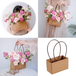 Pink PVC Waterproof Fower Box Bag Paper Square Portable Florist Handy Flower Bags Mini Wedding Favor Party Rose Storage Box Gift