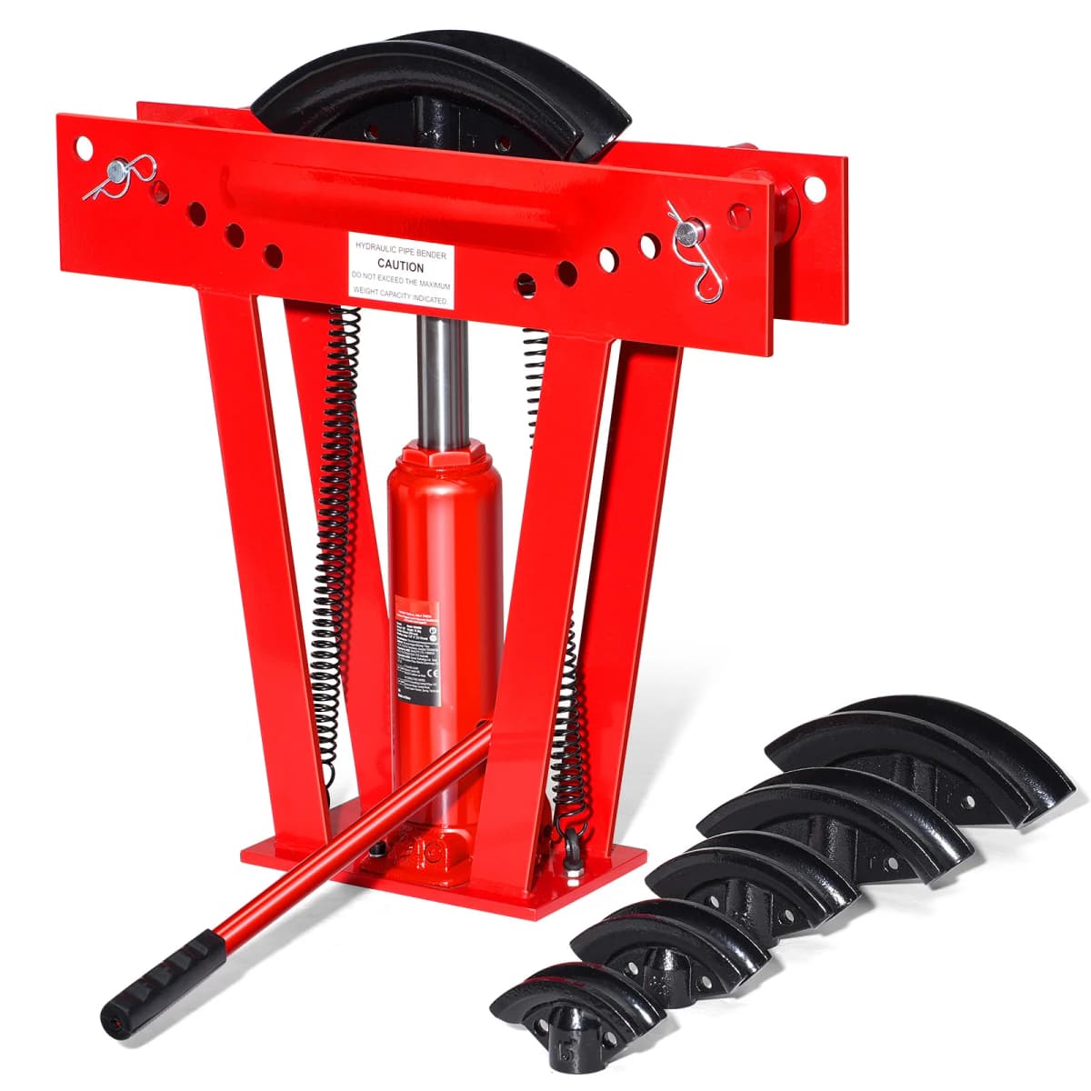SucceBuy Hydraulic Pipe Bender 12 Ton Manual Copper Exhaust Pipe Bending Machine 6 Dies Heavy-Duty Pipe Tube Bender for Piping