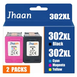 Jhaan 302XL-Multipack-2x Ink Cartridges Compatible with HP 302XL for HP Envy 4525 4520 4522, Officejet 3830 3831, Deskjet 3630