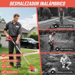 DayPlus Garden Cordless Strimmer Electric Grass Strimmer with Battery&10 Metal Blades,Pruning Cutter Garden Tool for Lawn Garden