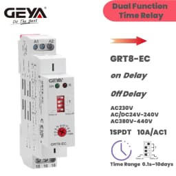 GEYA GRT8-EC 10A Dual Function Timer Relay On Delay Or Off Delay Relay AC220V/DC24V Or ACDC24V-240V Time Relay CE CB ROHS