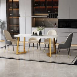 117x68cm Kitchen Dining Table, Metal Frame Rectangular Dining Desk with Stable Legs, Bar Restaurant Table Service, Furniture
