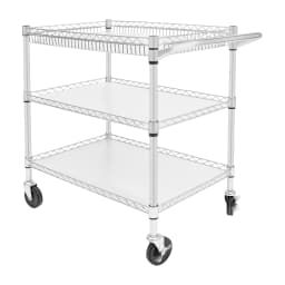 Serving Trolley With Wheels 3 Shelves Tea Trolley Hotel Restaurant Kitchen Trolley Silver For Kitchens, Hotels, Pantries