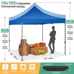 3x3m Folding Gazebo Waterproof stable Outdoor Pavilion,3 Height Adjustable,Party Tent with 4 Sidewalls For Garden,Camping,Market