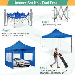3x3m Folding Gazebo Waterproof stable Outdoor Pavilion,3 Height Adjustable,Party Tent with 4 Sidewalls For Garden,Camping,Market