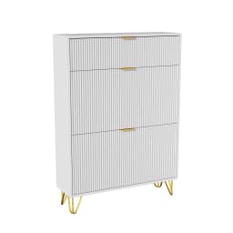 Rosahqnda Dust-proof shoe rack metal feet flip-top cabinetfor escape, hallway, living room, 80/110x24x120 cm