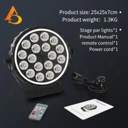 18x12W RGBW LED PAR Light, Remote Control Model, DMX512 Controlled LED Color-Changing Stage Light, Professional DJ Equipment