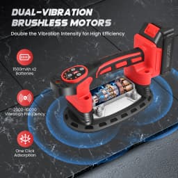 Electric Tile Vibration Machine 9 Adjustable Speed LCD Screen Dual-Vibration Brushless Motor For Ceramic 2Pcs 1500mAh Batteries