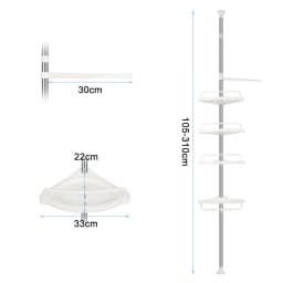 Telescopic Bathtub Shelves Corner Shower Shelf Without Drilling Bathtub Organizer, Kitchen, Sink, Adjustable from 105 to 310 cm