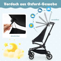 Foldable Pushchair for Airplane, Travel Buggy, Lightweight Children's Buggy, Baby Pram for Babies from 6 Months