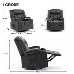 COMHOMA Relax armchair TV armchair lounge armchair with adjustable 90 °-160 ° retractable footrest with 2 cup holders