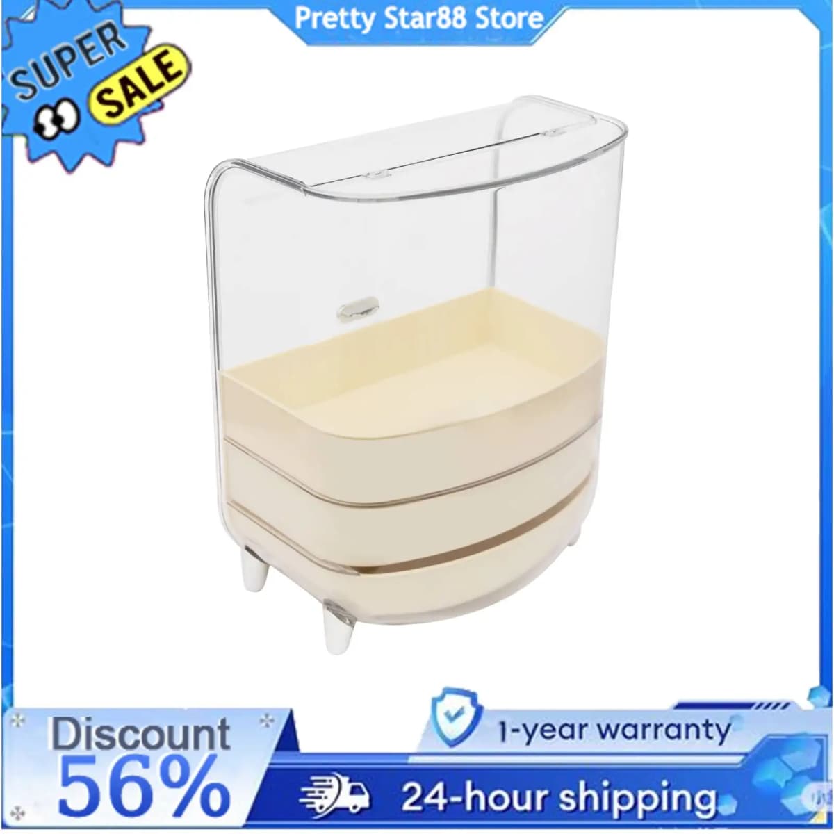 Rust-Resistant Large Makeup Organizer Cosmetics Skincare Organizers with Lid and Drawers for Dressing Table/Bedroom/Bathroom