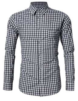 Traditional Plaid Shirt, Slim Fit Mens Checked Shirt, Casual Shirt, Long Sleeve Shirt, Embroidered Cotton