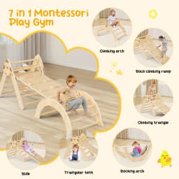 7-in-1 Toddler Climbing Frame Playground Indoor Play Gym For Kids Training Baby Wooden Slide