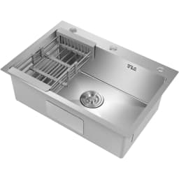 Stainless Steel Kitchen Sink, Large Sink Bowl 45 * 66cm with Drainer and Sewer Pipes, Inset/Undermount Kitchen Rectangular Sink