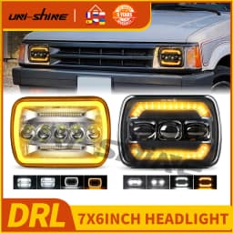 UNISHINE Square 7x6 5x7inch LED Headlamp with High Low Beams Amber Turn Signal DRL Led Headlights for 4x4 Offroad Trucks 12V 24V off-road use