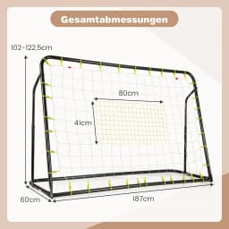 2 in 1 soccer goal & rebounder, soccer goals for garden children, height-adjustable soccer goal set with metal frame & 2 nets