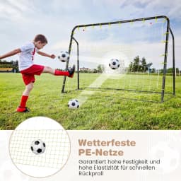 2 in 1 soccer goal & rebounder, soccer goals for garden children, height-adjustable soccer goal set with metal frame & 2 nets