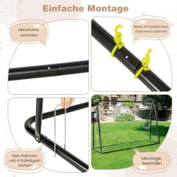 2 in 1 soccer goal & rebounder, soccer goals for garden children, height-adjustable soccer goal set with metal frame & 2 nets