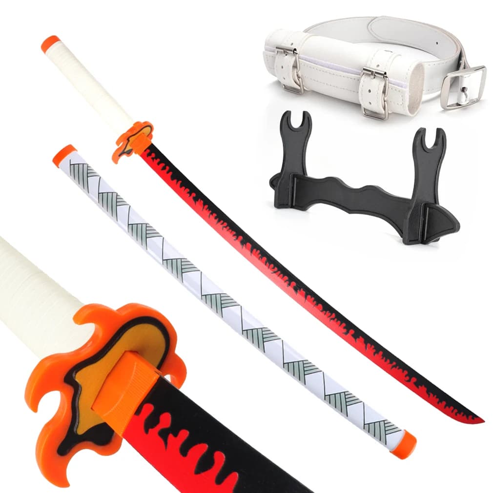 41 inch Demon Slayer Samurai Katana Sword With Belt And Holder Tanjiro Halloween Cosplay Props Decoration