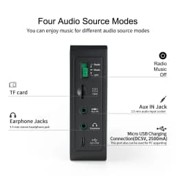 Portable Radio DAB+/FM+BT/Card/AUX Support BT TF Card Digital Player Support Clock/Alarm/Sleep Timer with Time GTMEDIA D1