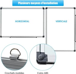 Magnetic Whiteboard 50 x 35CM, Magnetic Wallboard, Magnetic Eraser Block Marker, Magnetic Lacquered Surface, Aluminium Frame