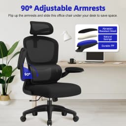 AUTHMIC Ergonomic Office Chair -135° Recline & Height-Adjustable Seat, Foldable Arms, Adjustable Headrest, Home Office Chair