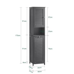 SoBuy BZR124 High wardrobe with fold-out laundry bag bathroom wardrobe narrow laundry wardrobe bathroom shelf bathroom furniture