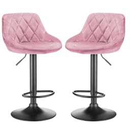 Set of 2 Velvet Bar Stools. Modern Design Kitchen Chair with Height Adjustable Seat, 360° Swivel and Footrest