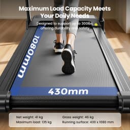 Formill FT61 3.0HP Foldable Treadmill, 15% Incline, 13.5km/h, 17×43Inch Belt, 300lbs Load, Silent, LCD, Shock-Absorbing for Home
