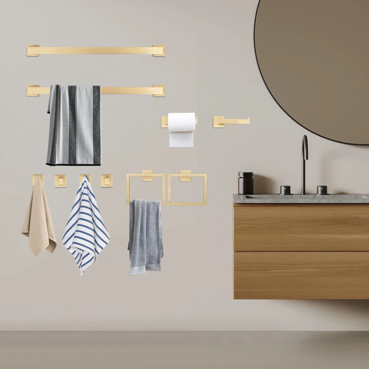 10-Pieces Bathroom Accessories Set Stainless Steel Towel Bar Set Wall Mounted Bathroom Towel Bar Set For the Bathroom Hotels