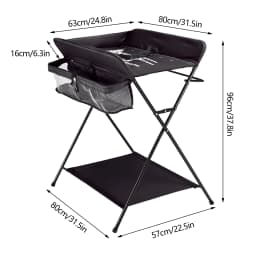 Baby Changing Table Foldable Changing Table with Storage Shelves Cushion with Height Ladder Large Changing Table 80 X 63cm