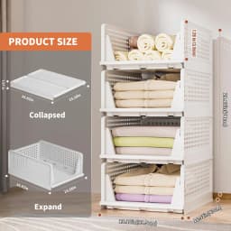 4X Foldable Wardrobe Organizer Stackable Storage Boxes Cabinet Organizer for Bedroom Kitchen Bathroom Office Slide Rail Design