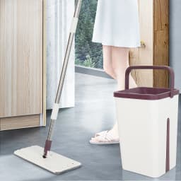 Mop and Bucket Set for Home, Flat Mop and Bucket System, Mops for Floor Cleaning and Wall Cleaner, with 2 Reusable Mop Pads