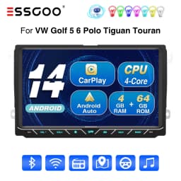 9" Android 14 Carplay Car Stereo Radio for VW Golf 5 6 Polo Passat Touran Tiguan Sharan Caddy GPS SAT NAV FM RDS BT USB AI Voice