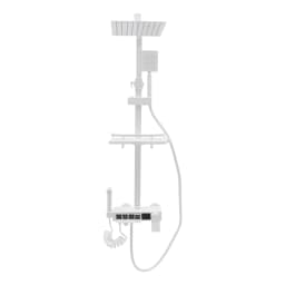 Modern White/Electroplated Digital Display Shower Faucet Set | Piano Style Rainfall Faucet W/ Storage