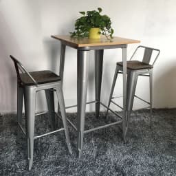 Set of 4 metal bar stools, 84 cm high, with backrest. Stackable vintage/industrial stool for bars, bistros, terraces & cafes