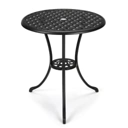 Compact 24" Round Cast Aluminum Bistro Table – Outdoor Coffee Table with Umbrella Hole, Rust-Resistant for Garden, Balcony