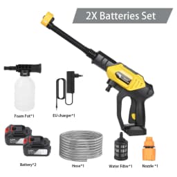 6in1 Wireless Car Wash Gun 30Bar High Pressure 1500mAh Battery 5M Hose Foam Kettle Cordless Car Washer for Home/Yard Cleaning