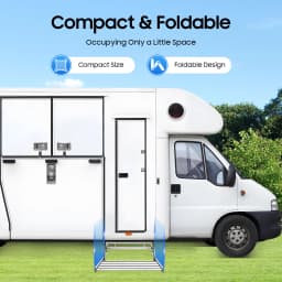 Manual RV Step 330lbs Capacity Entry Folding Step Motorhome Side Step Camping Anti-Slip Steps RV Mounting with Screws for RVs Travel Trailers Trucks